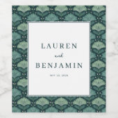 Verfijnd groen blad motief wijn etiket (Enkel label)