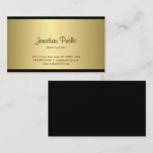 Verfijnd handgeschreven script zwart en goud visitekaartje (Voorkant / Achterkant)