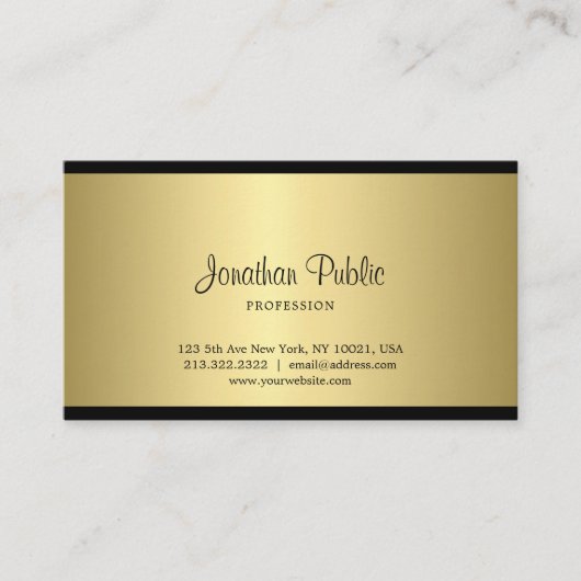 Verfijnd handgeschreven script zwart en goud visitekaartje (Voorkant)