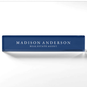 Verfijnd in Navy Blue Bord naam bureau Naambordje