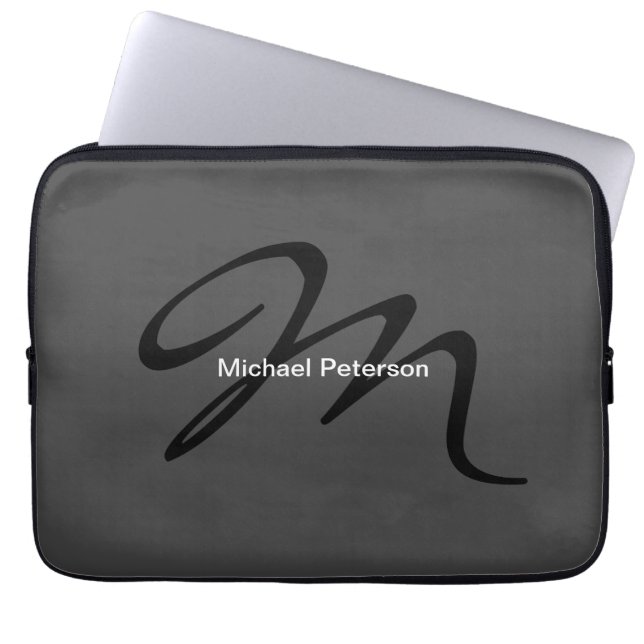 Verfijnd Initiaal van het Monogram van het Manuscr Laptop Sleeve (Voorkant)