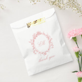 Verfijnd Klassiek Monogram Wapenschild Roze Toile Bedankzakje