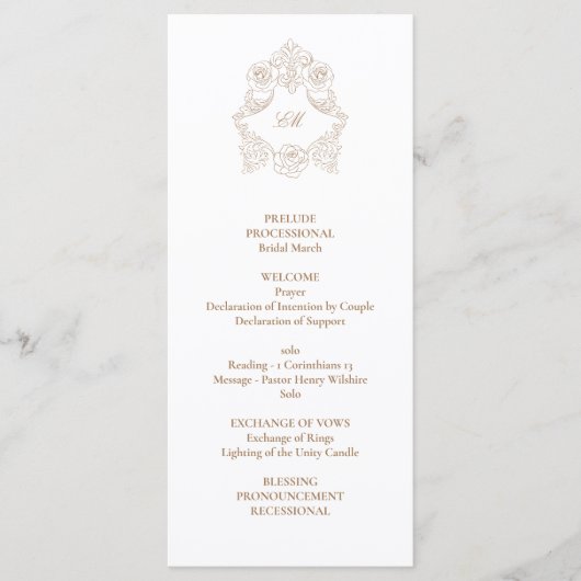 Verfijnd klassiek script Golden Brown Wedding Programma (Voorkant)