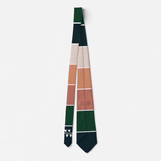 Verfijnd kleurenblok in blauw, groen en roze stropdas (Achterkant)