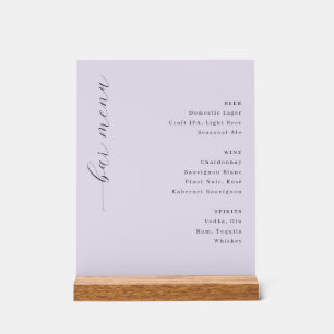 Verfijnd Lavendel Minimalistisch Barmenu Acryl Bord