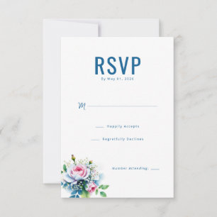 Verfijnd maritiem bloemmotief RSVP kaartje