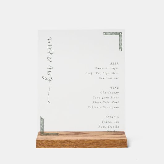 Verfijnd Minimalistisch Barmenu Acryl Bord (Voorkant)