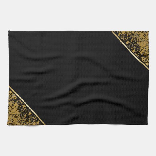 Verfijnd minimalistisch zwart en goud theedoek (Horizontaal)