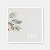 Verfijnd monogram eucalyptusbladeren servet (Voorkant)