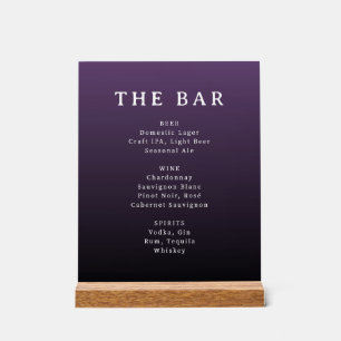 Verfijnd Paars Gradiënt Bar Menu Acryl Bord