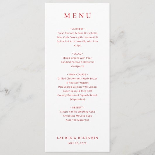 Verfijnd Perzik Minimalistisch Menu (Voorkant)