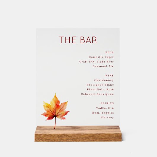 Verfijnd rood serif bar menu bord (Voorkant)