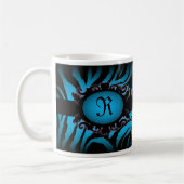 Verfijnd turquoise Zebra Print monogram Koffiemok (Links)