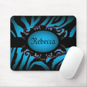Verfijnd turquoise Zebra Print monogram Muismat (Met muis)