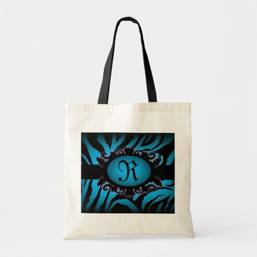Verfijnd turquoise Zebra Print monogram Tote Bag (Voorkant)