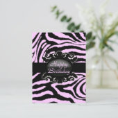 Verfijnd Zebra Print monogram Briefkaart (Staand voorkant)