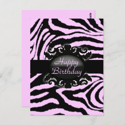 Verfijnd Zebra Print monogram Briefkaart (Voorkant / Achterkant)