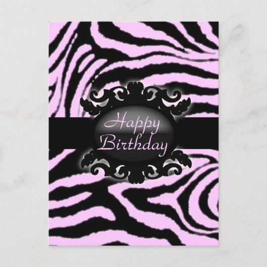 Verfijnd Zebra Print monogram Briefkaart (Voorkant)