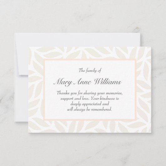 Verfijnde begrafenis van de crèmebladeren dank u (Voorkant)