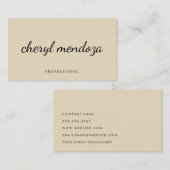 Verfijnde Beige Cursieve Tekst Visitekaartje (Voorkant / Achterkant)