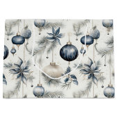 Verfijnde Blauwe & Gouden Kerstmis Groot Cadeauzakje (Voorkant)