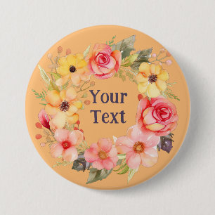 Verfijnde bloemenkrans revers broche ronde button 7,6 cm