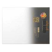 Verfijnde bloemschikking Zwarte Sinaasappelkleurig Notitieblok (Voorkant)