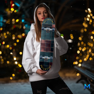 Verfijnde Bourgondiër en Turquoise Schotse Plaid D Skateboard