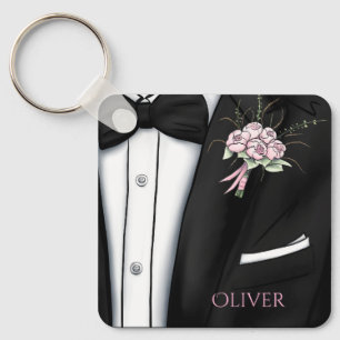Verfijnde bruidegom boutonniere sleutelhanger