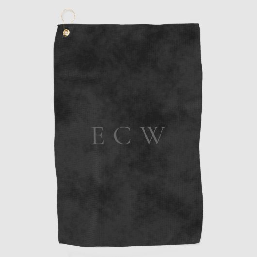 Verfijnde Elegant Faux Stamp Mottled Black Golfhanddoek (Voorkant)