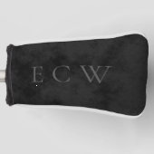 Verfijnde Elegant Faux Stamp Mottled Black Golfheadcover (Voorkant)