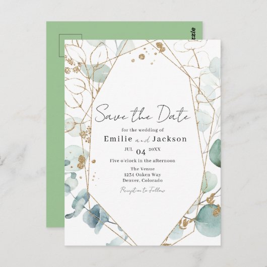 Verfijnde eucalyptusbladeren en olievlekken briefkaart (Voorkant / Achterkant)