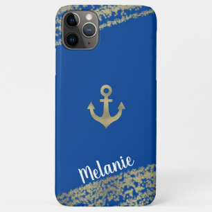 Verfijnde Folie Gouden Randen Zeiler Marineblauw iPhone 11 Pro Max Hoesje