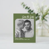 Verfijnde foto Bewaar de datum Groen Briefkaart (Staand voorkant)
