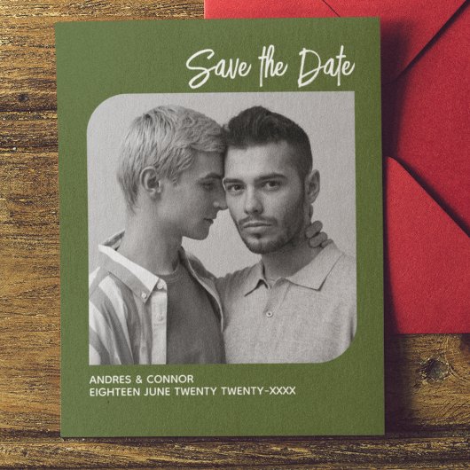 Verfijnde foto Bewaar de datum Groen Briefkaart