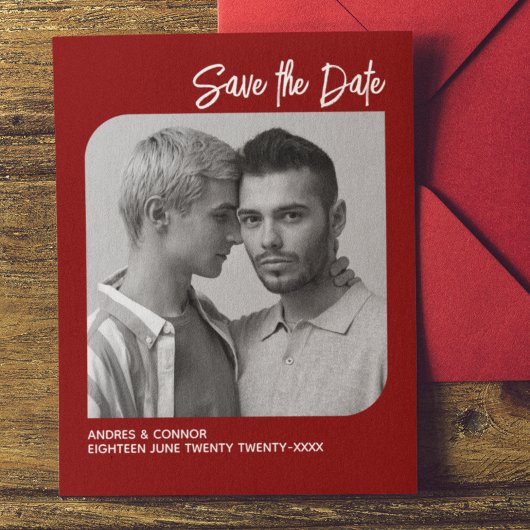 Verfijnde foto Bewaar de datum Ruby Red Kaart