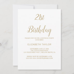 Verfijnde Gouden Calligrafie 21e Verjaardag Kaart