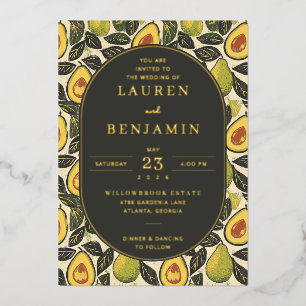 Verfijnde Groene Avocado Folie Uitnodiging