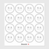 Verfijnde huwelijksgunst voor monogram sticker (Vel)