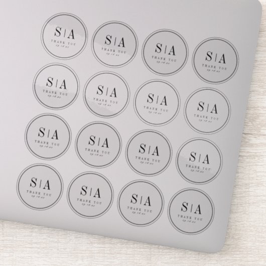 Verfijnde huwelijksgunst voor monogram sticker (Detail)