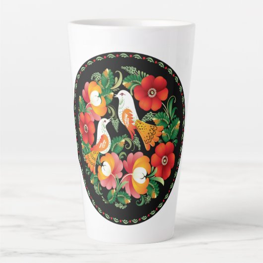 Verfijnde kunstvogels bloemen mooi decor latte mok (Voorkant)
