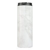 Verfijnde marmer met monogram en naam grijs thermosbeker (Achterkant)