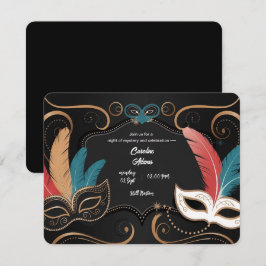 Verfijnde Maskerade Verjaardags Uitnodigingskaarte Kaart