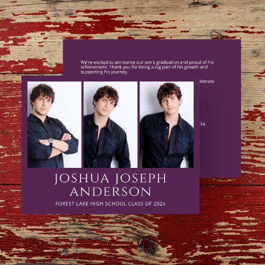 Verfijnde Paarse Afstuderen foto aankondiging