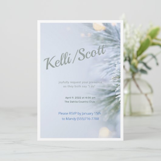 Verfijnde pine moderne winterbruiloft kaart (Staand voorkant)