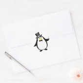 Verfijnde Pinguïn met Martini Ronde Sticker (Envelop)