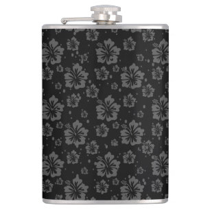 Verfijnde Plain Black Muted Floral Heupfles