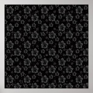 Verfijnde Plain Black Muted Floral Poster