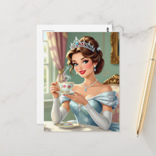 Verfijnde prinses met kroon elegante jurk briefkaart
