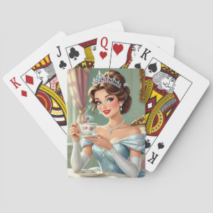 Verfijnde prinses met kroon elegante jurk pokerkaarten